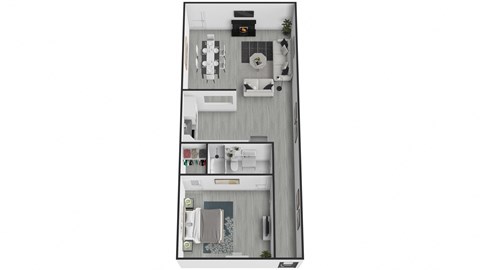 Floor plan for 1 bed, 1 bath, 600 sqft